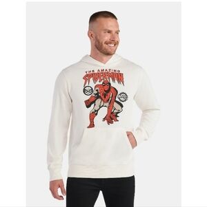 Marvel The Amazing Spiderman Hoodie Men's Size Large Pullover White Open Pocket